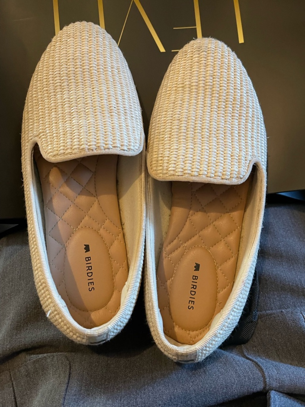 Birdies Cream Woven Slip-On Loafers